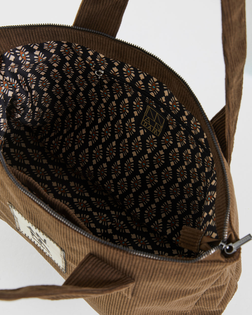 Bolso de mano de mujer de pana con cremallera