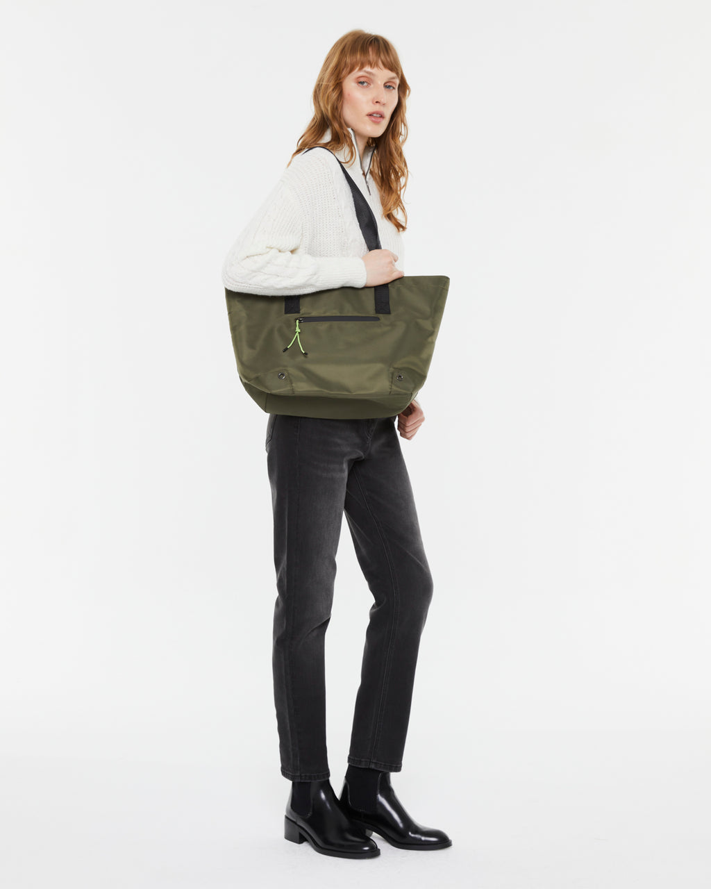 Bolso capazo de mujer de lona con cremallera