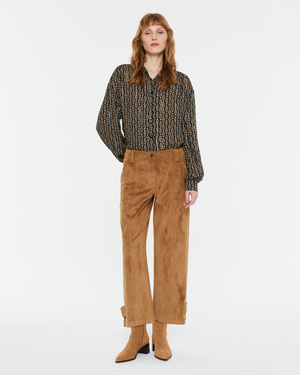 Camisa de mujer estampada cuello camisero