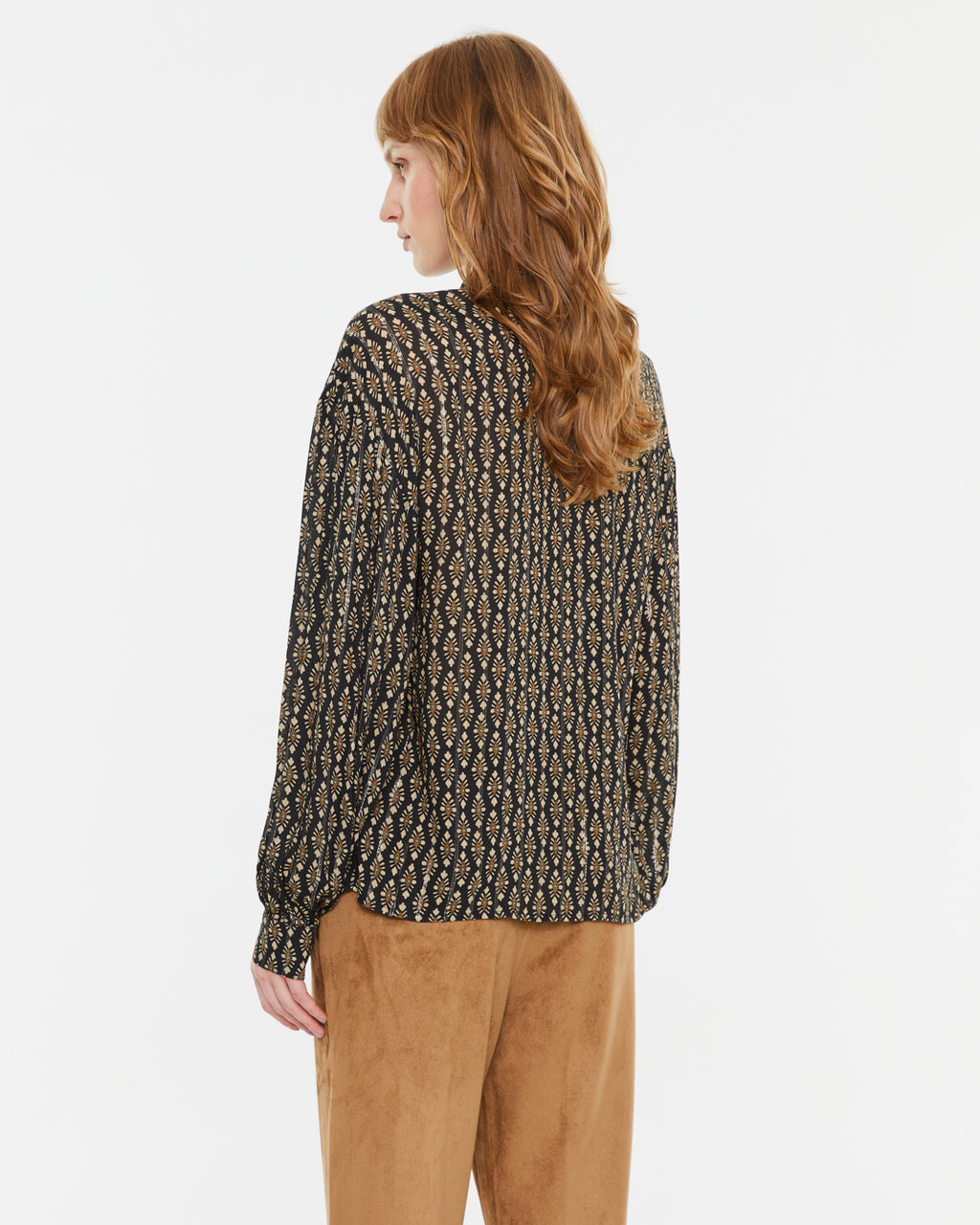 Camisa de mujer estampada cuello camisero
