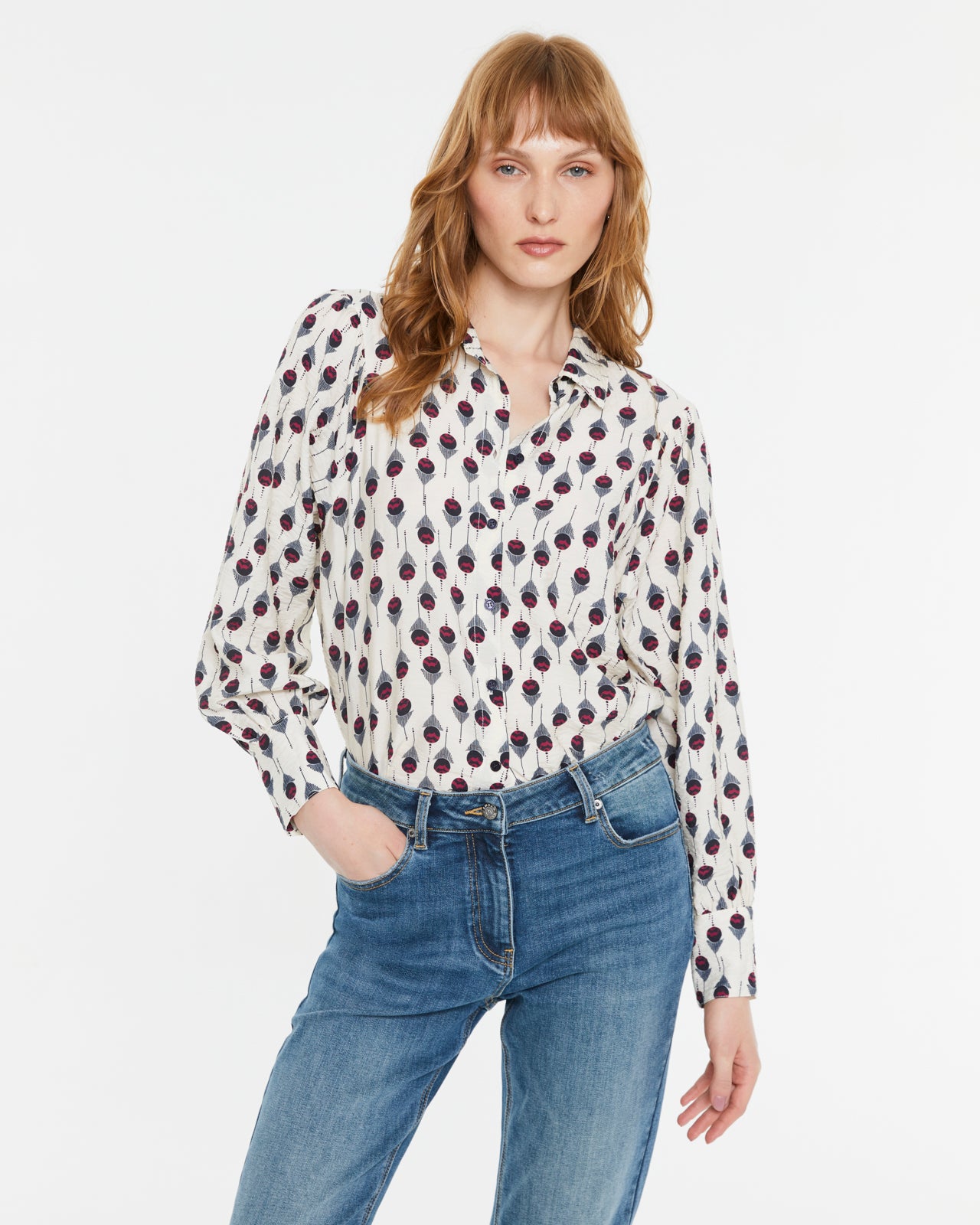 Camisa de mujer estampada de manga larga