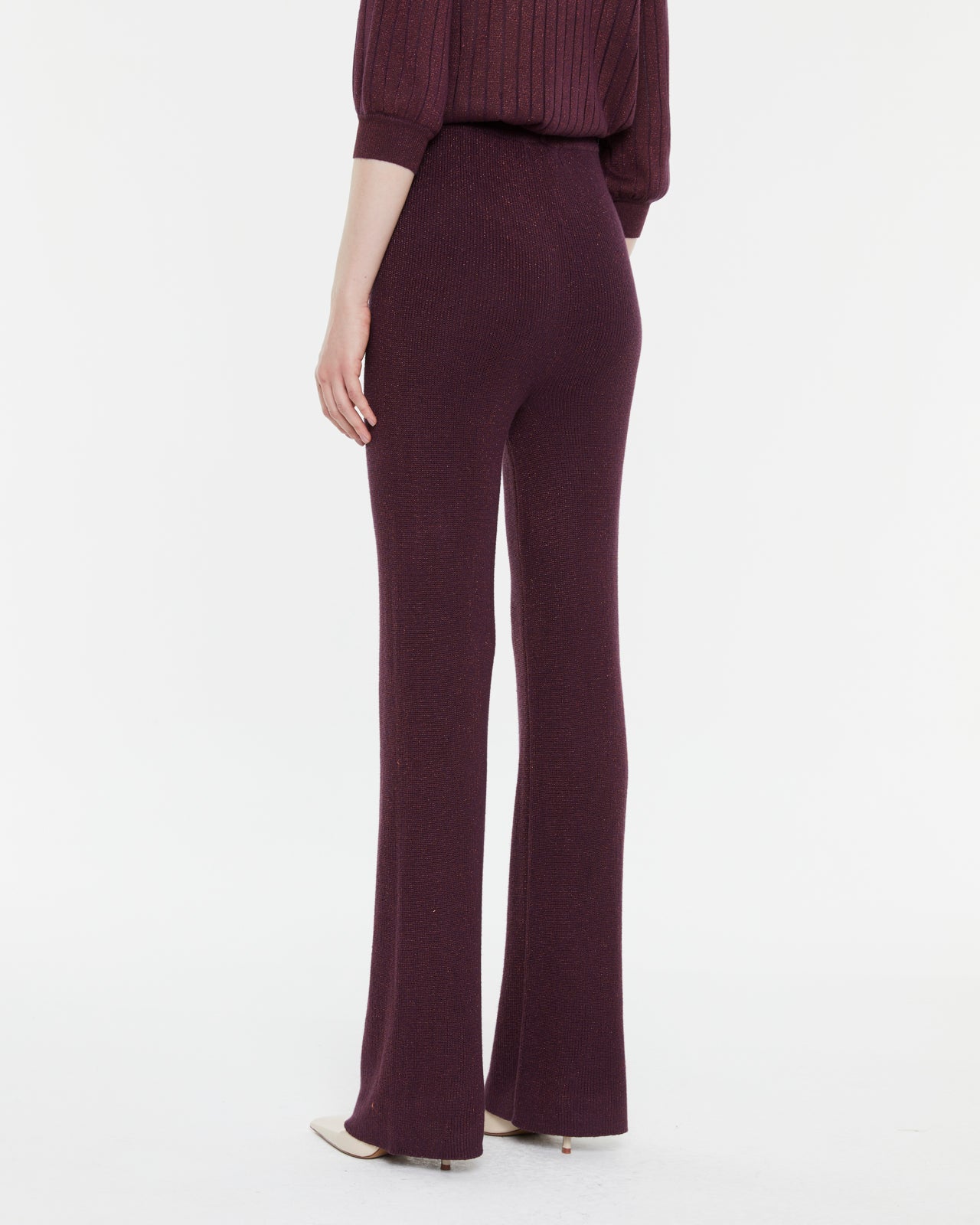 Gerade Hose aus Lurex-Strick mit elastischem Bund