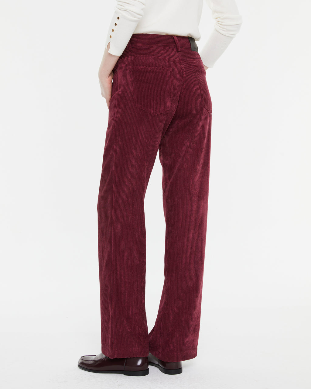 Pantalón recto mujer pana tiro alto y cinco bolsillos