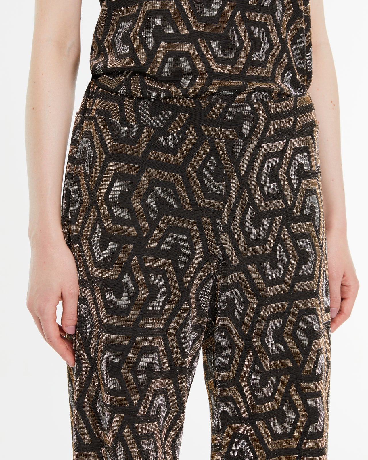Pantalón recto de mujer en punto estampado