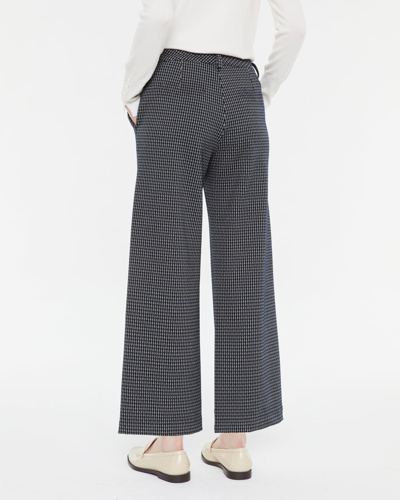 Pantalón ancho de mujer tobillero punto estampado