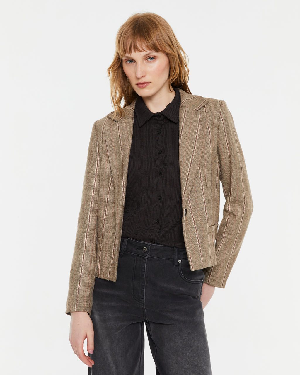Blazer de mujer corta estampado raya diplomática