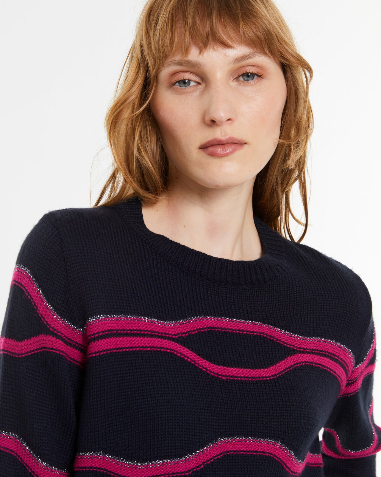 Jersey de mujer cuello redondo cenefas