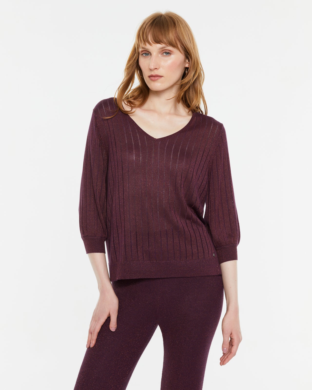 Jersey de mujer escote pico manga francesa