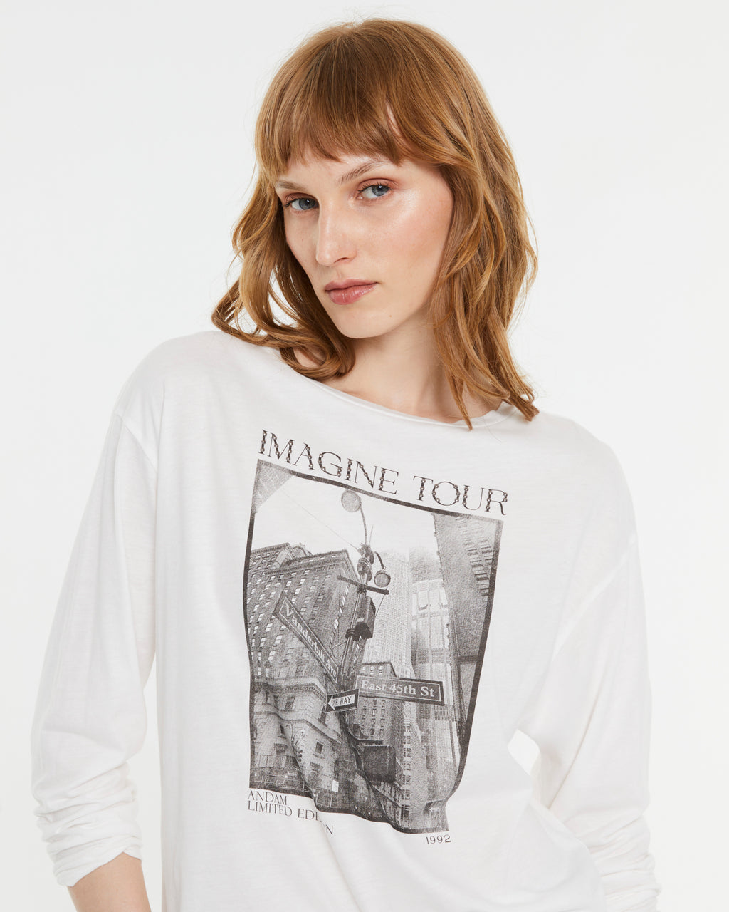 Camiseta mujer estampado frontal manga larga