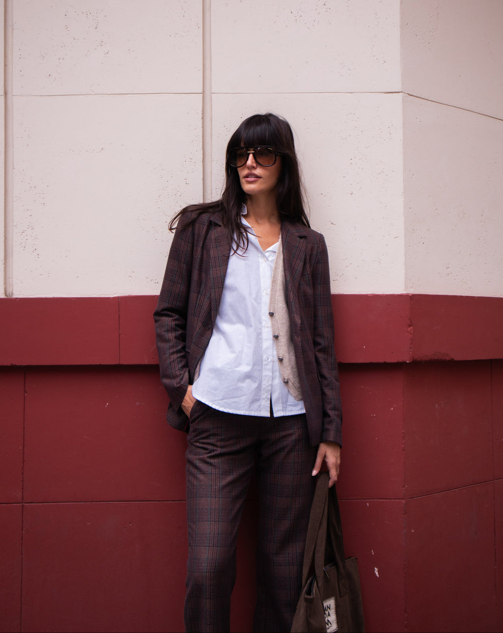 Blazer de mujer estampado cuadros