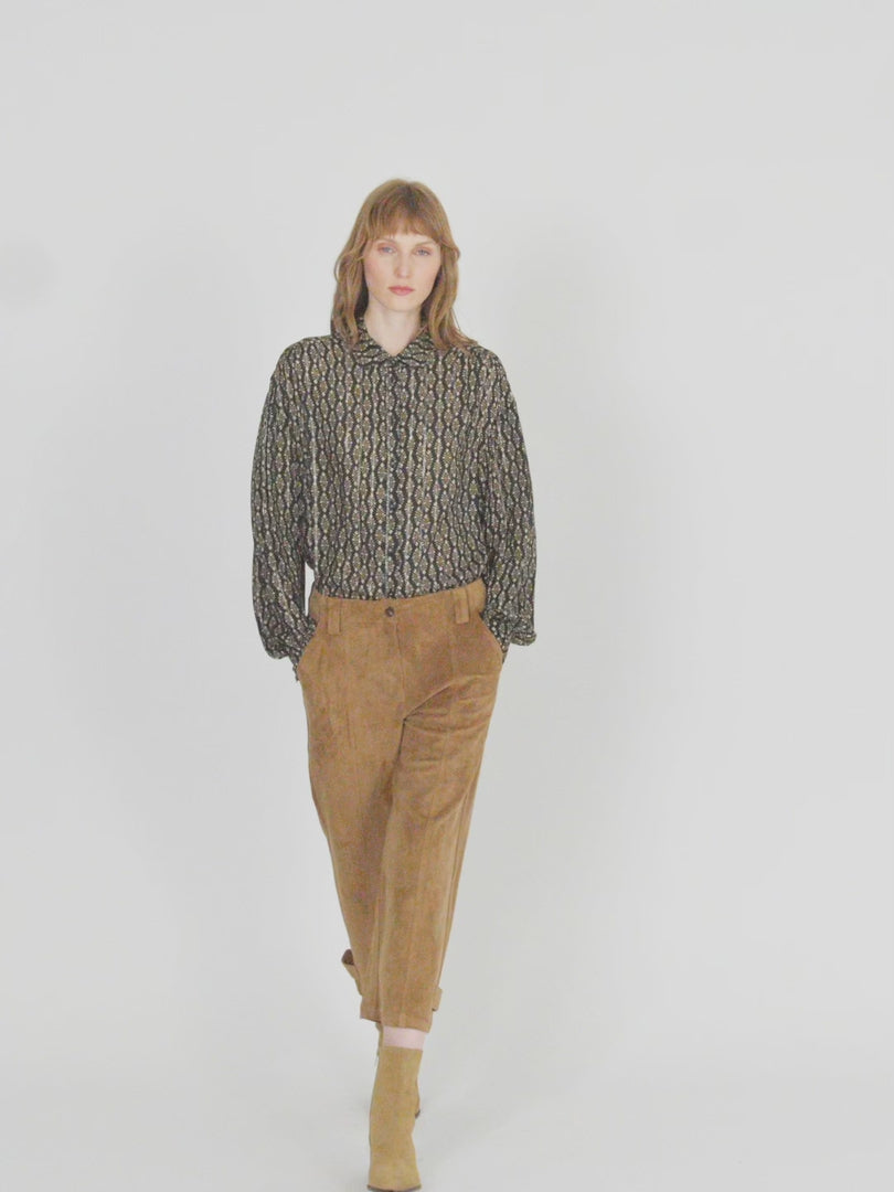 Women's printed shirt with shirt collar