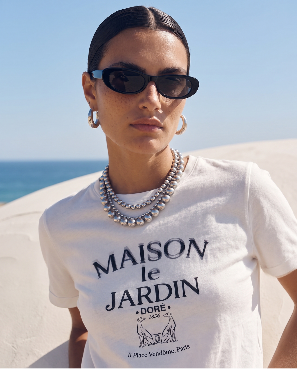 Camiseta de mujer de algodón con estampado