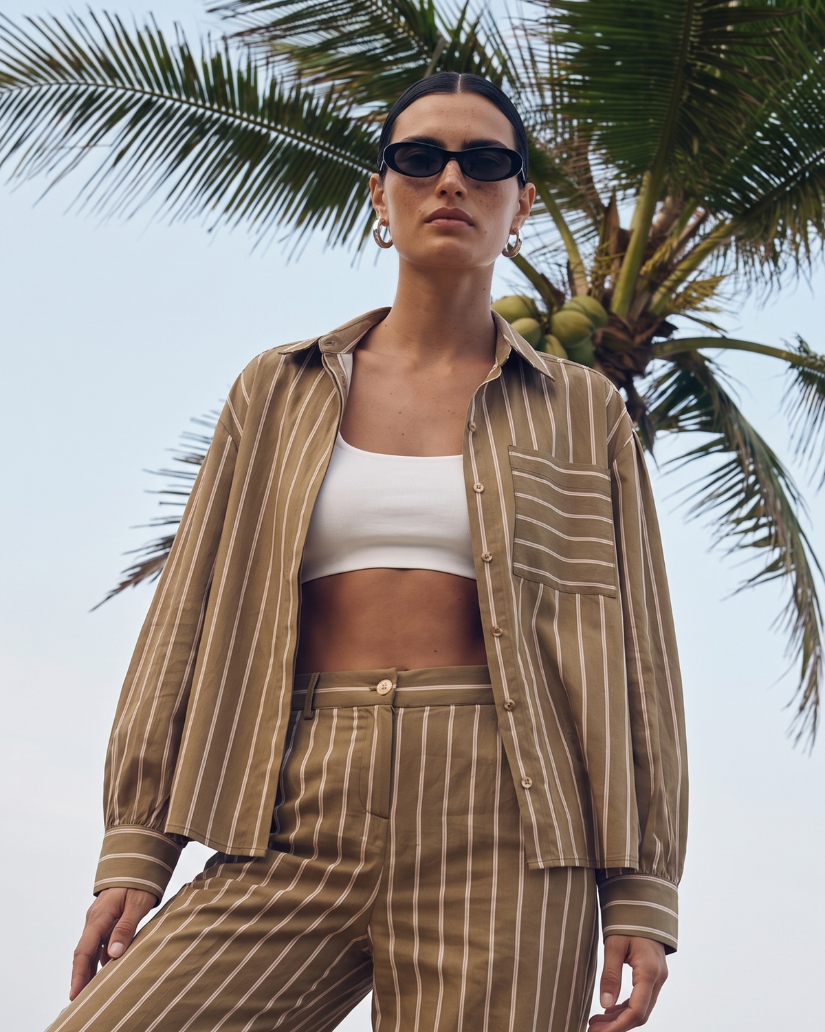 Camisa de mujer estampado rayas cuello camisero