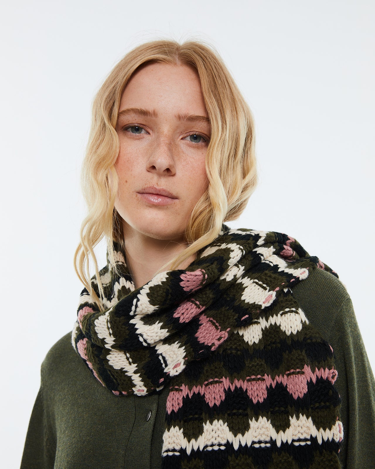 Women's knitted scarf.