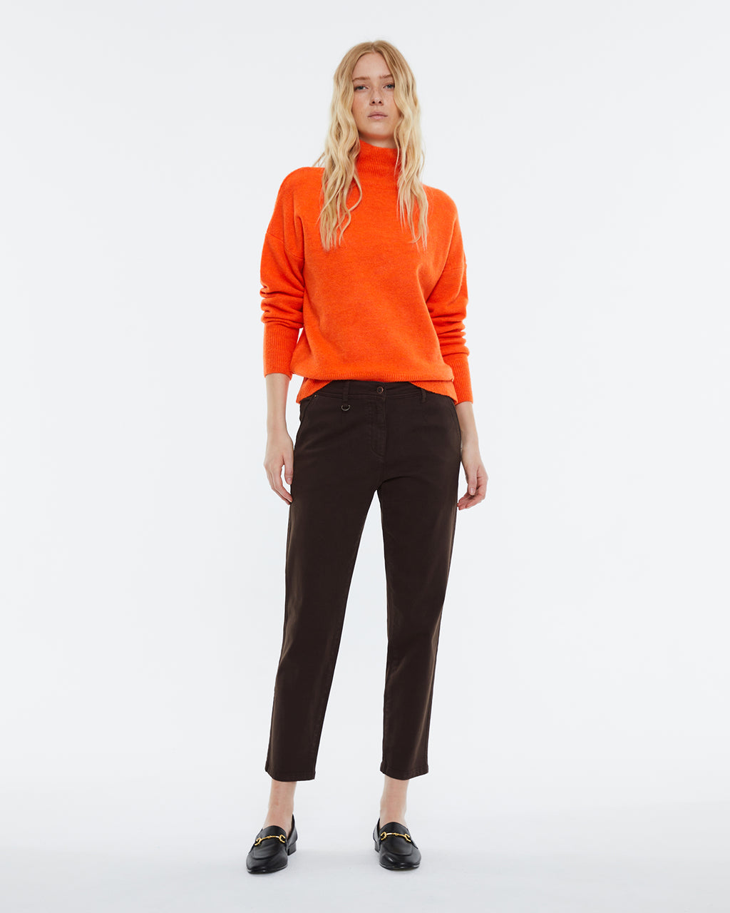 Women's straight cropped trousers.