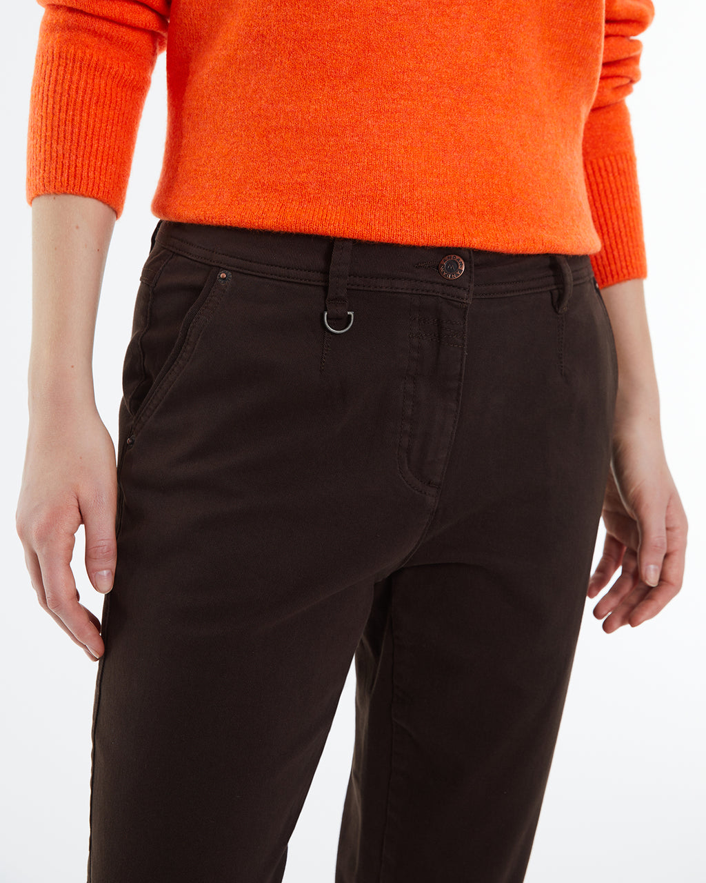 Women's straight cropped trousers.