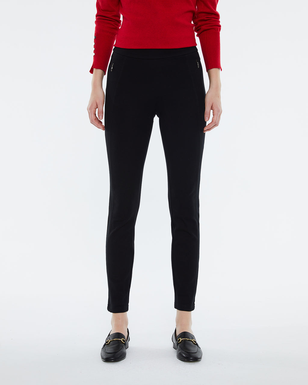 Damen-Leggings mit stumpfem Stich und elastischem Bund.