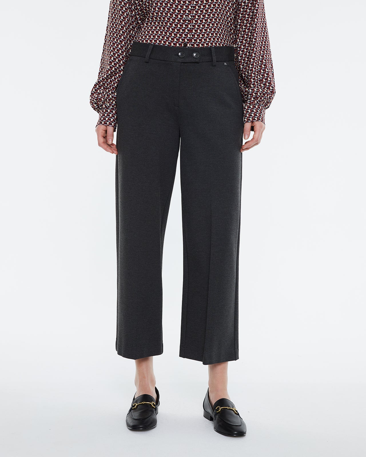 Women's culottes in Roman stitch, high waist, elastic waist.