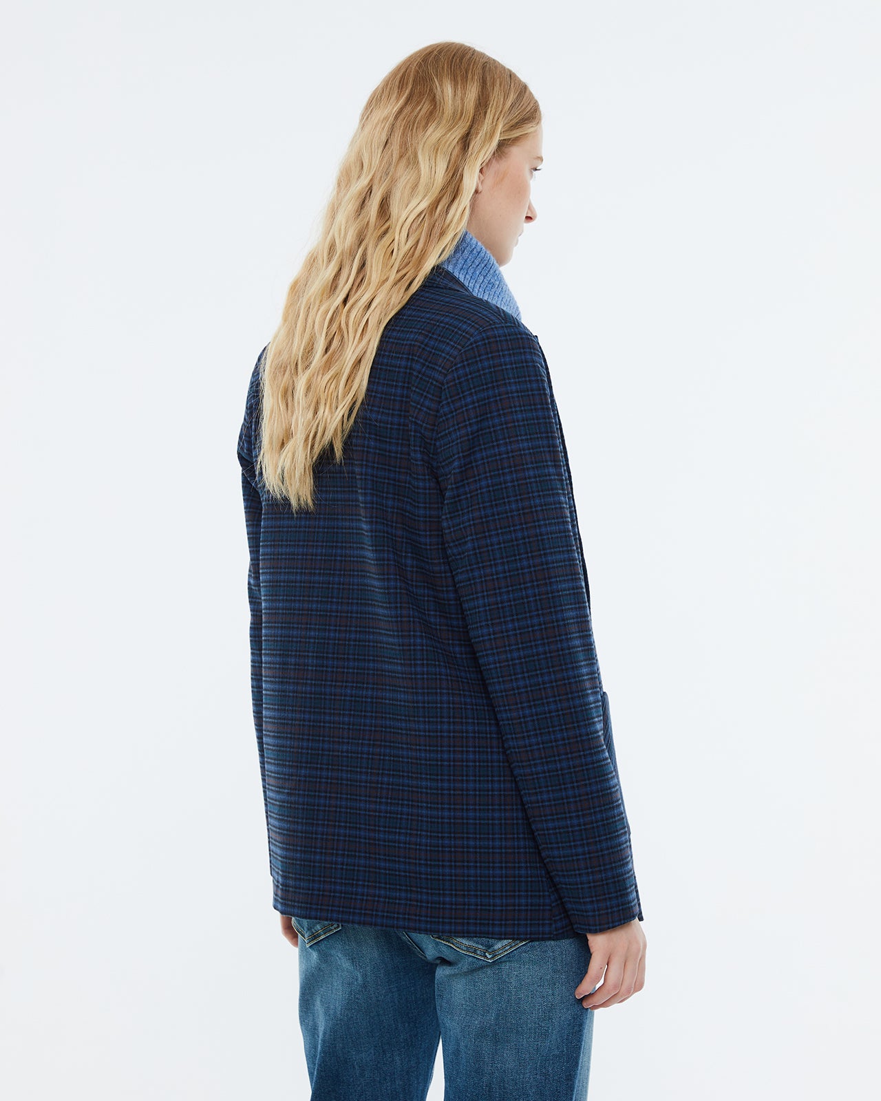 Women's checked print blazer.