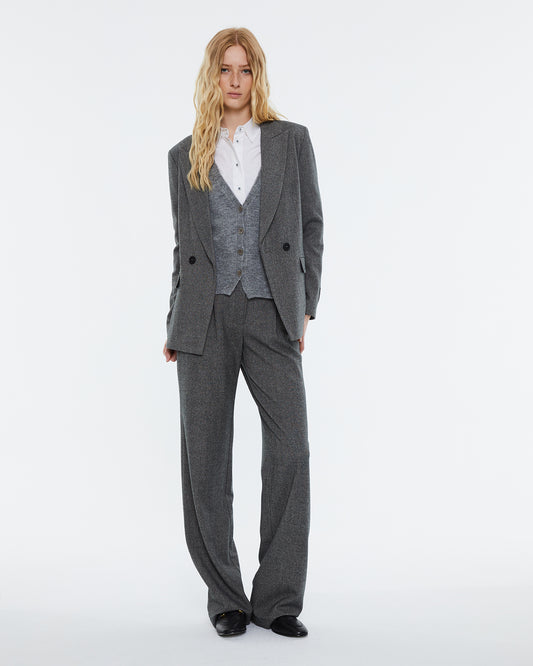 Women's semi-crossed blazer, long sleeves. Lined