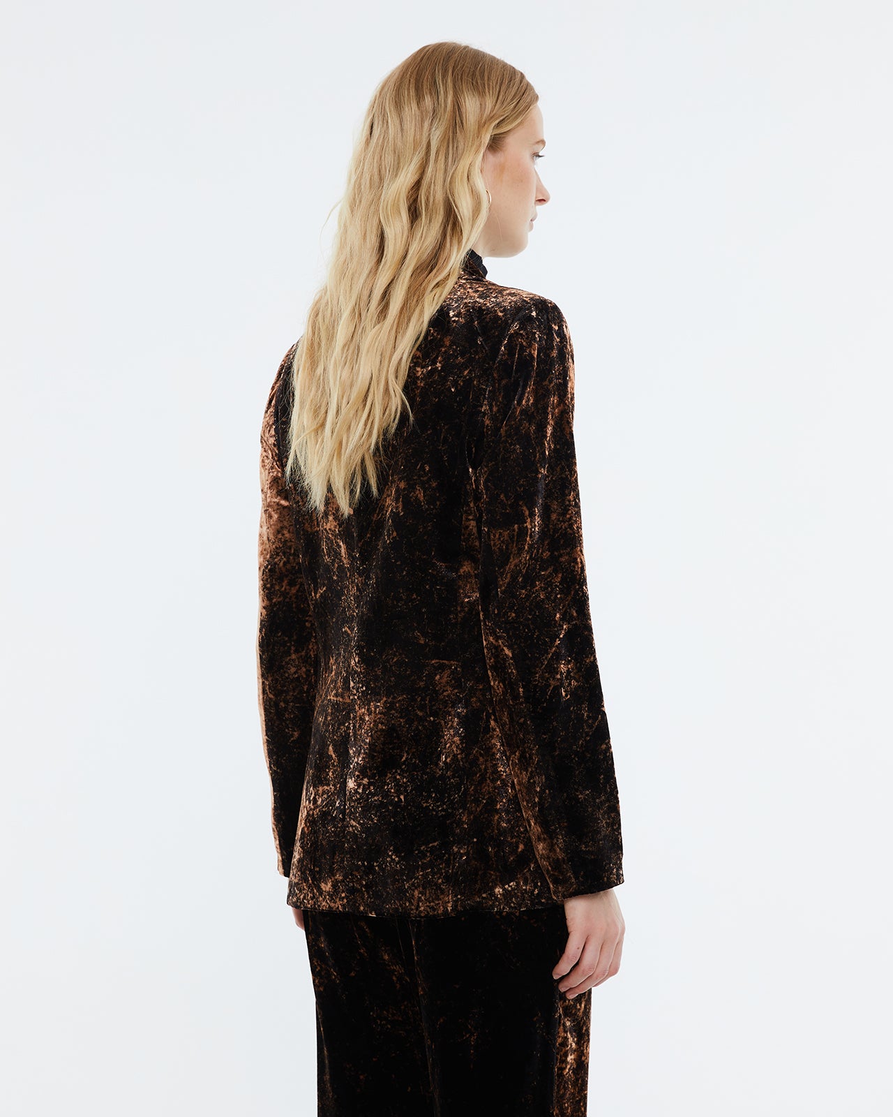 Women's printed velvet blazer. Lined.