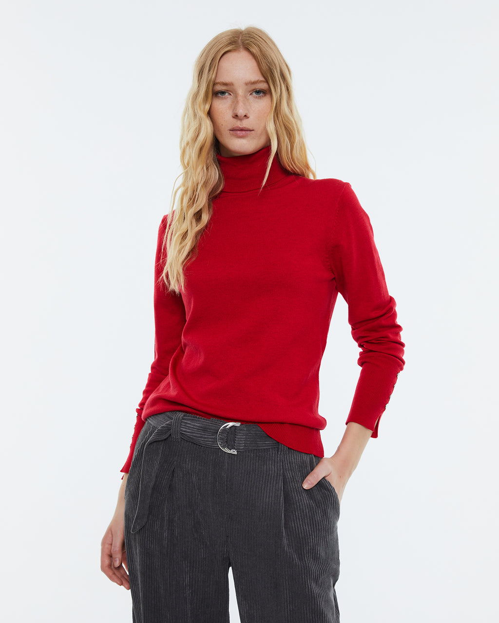 Women's turtleneck sweater, long sleeves.