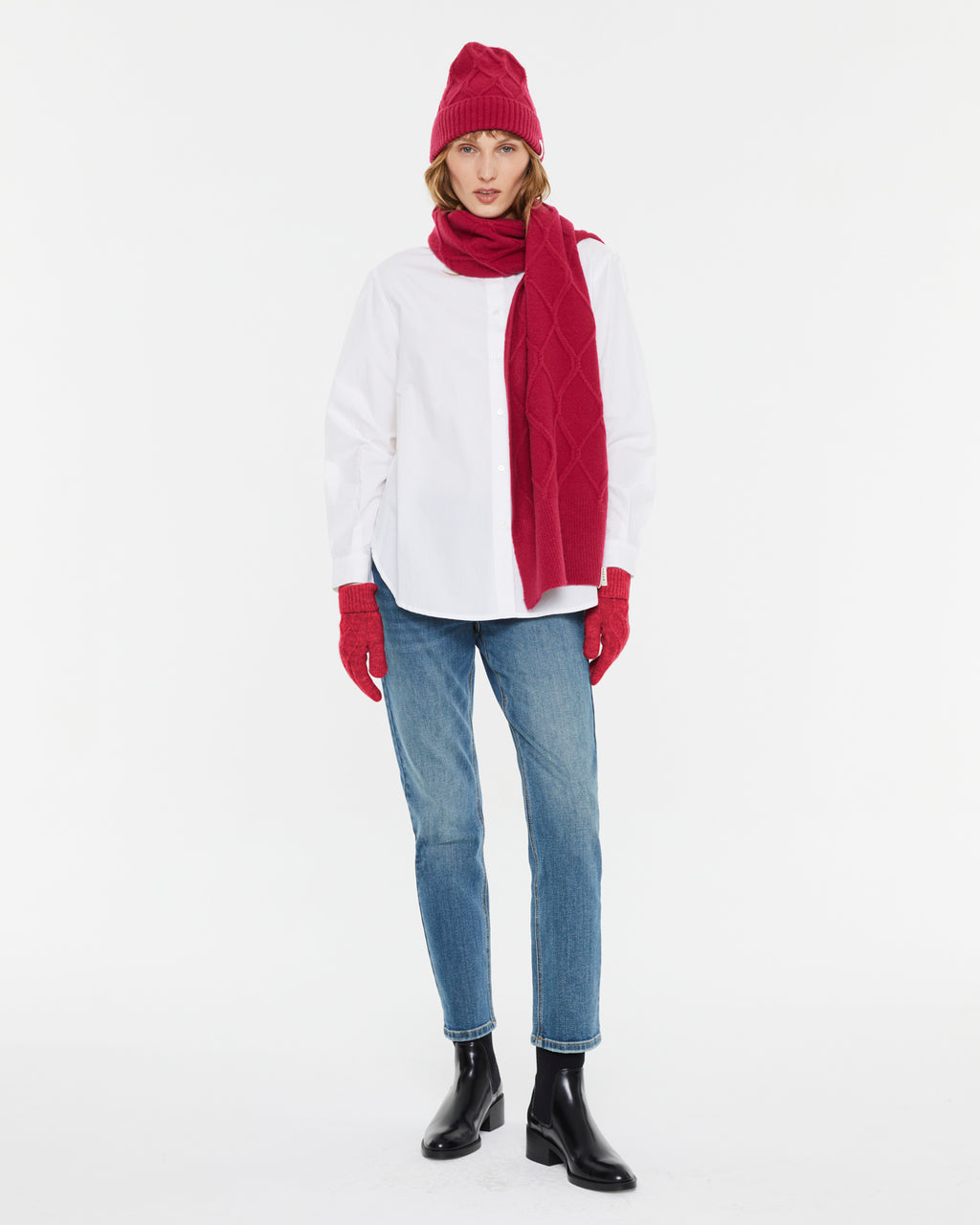 Damen Strickmütze mit Flechtstruktur
