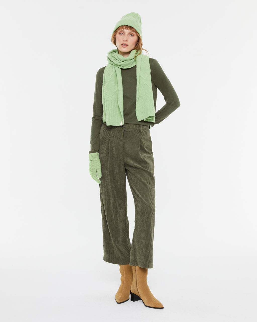 Damen Strickhandschuhe mit Flechtstruktur