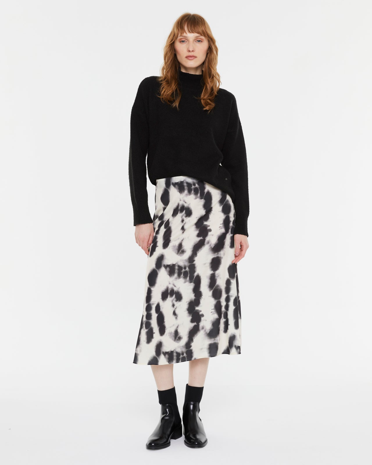 Falda midi estampado tie dye cintura elástica