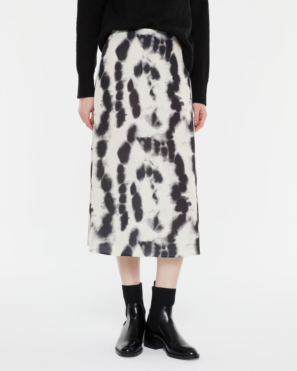 Falda midi estampado tie dye cintura elástica