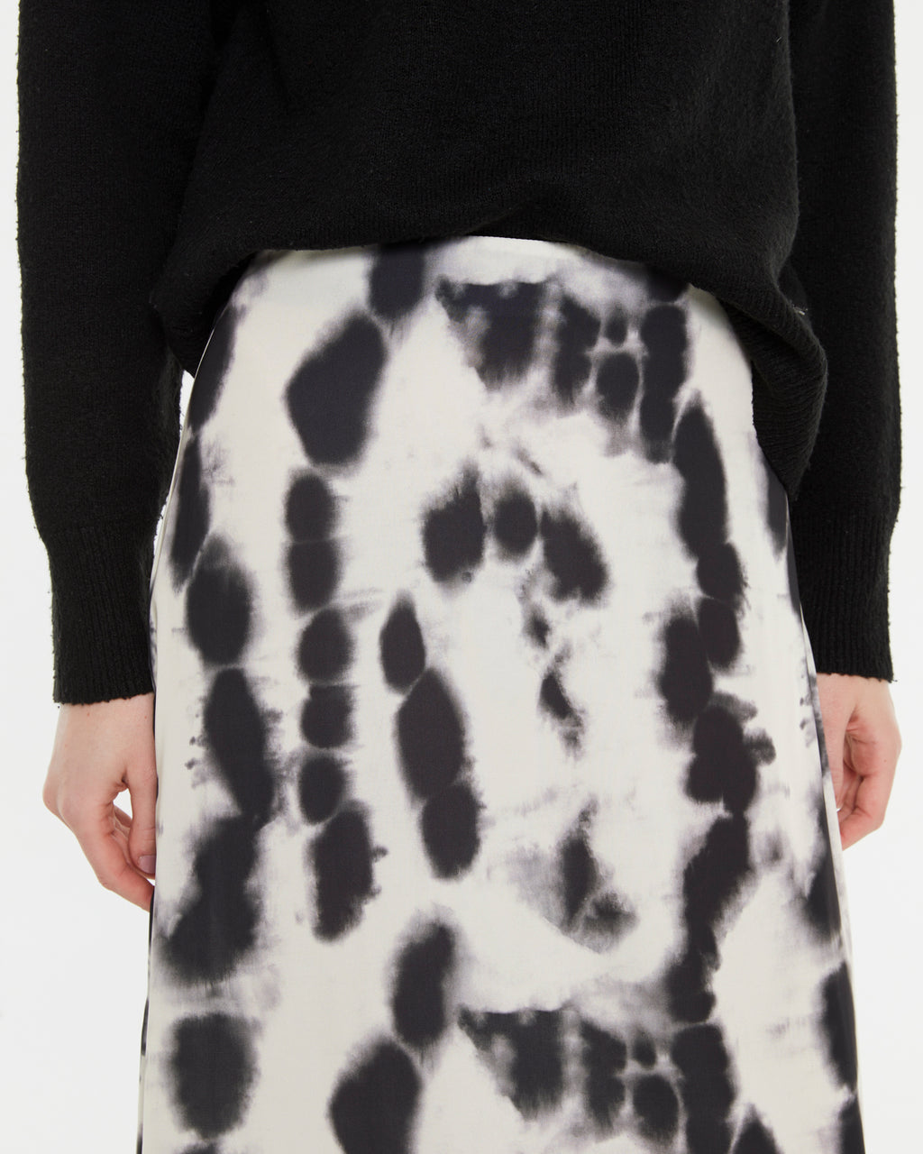 Falda midi estampado tie dye cintura elástica
