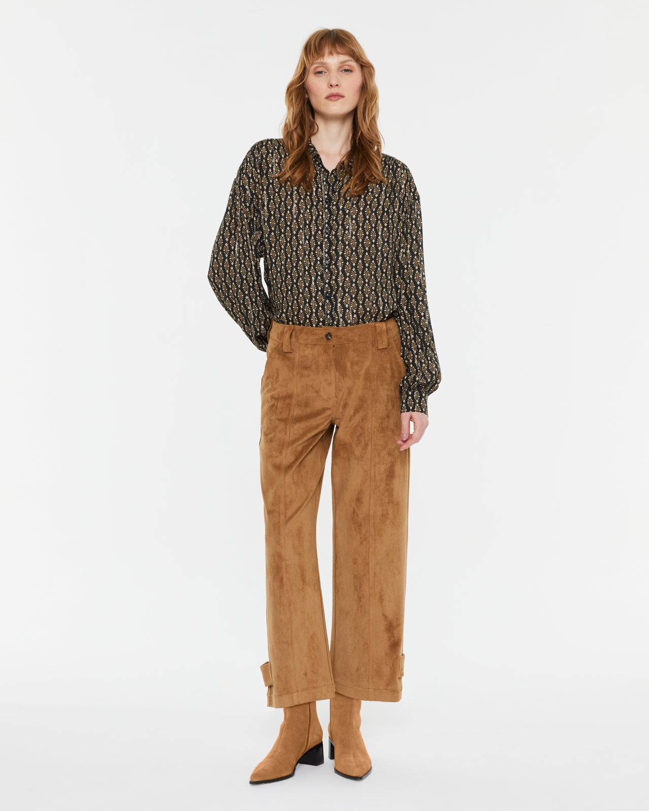 Camisa de mujer estampada cuello camisero