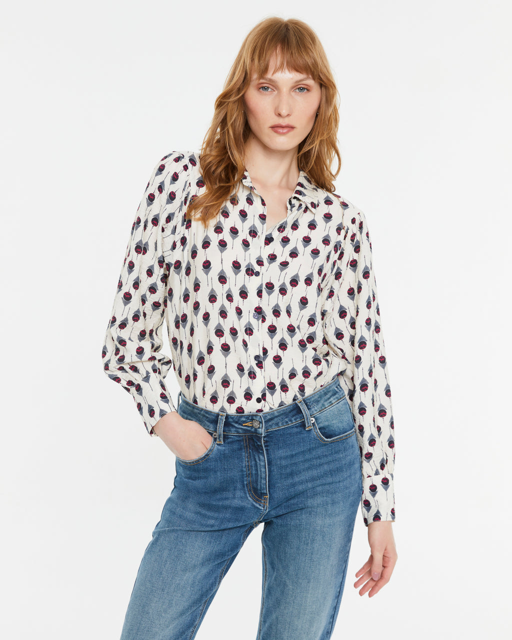 Camisa de mujer estampada de manga larga