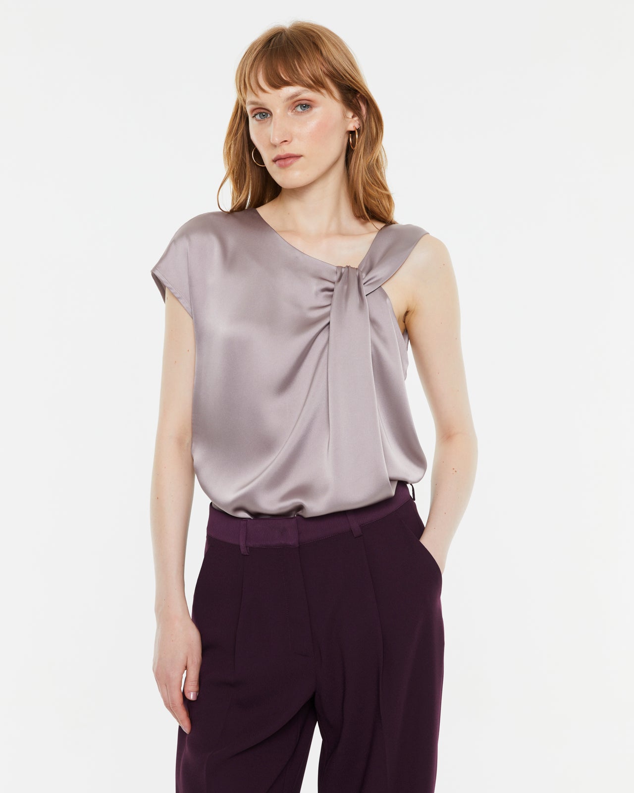 Asymmetrisches Satin-Damentop