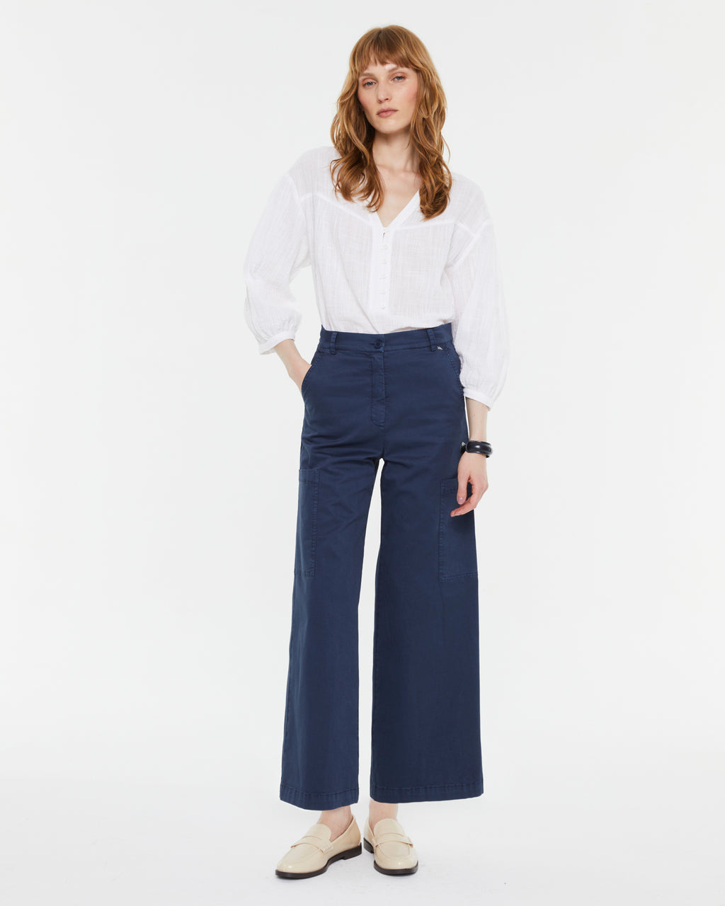 Blusa de mujer lisa manga francesa