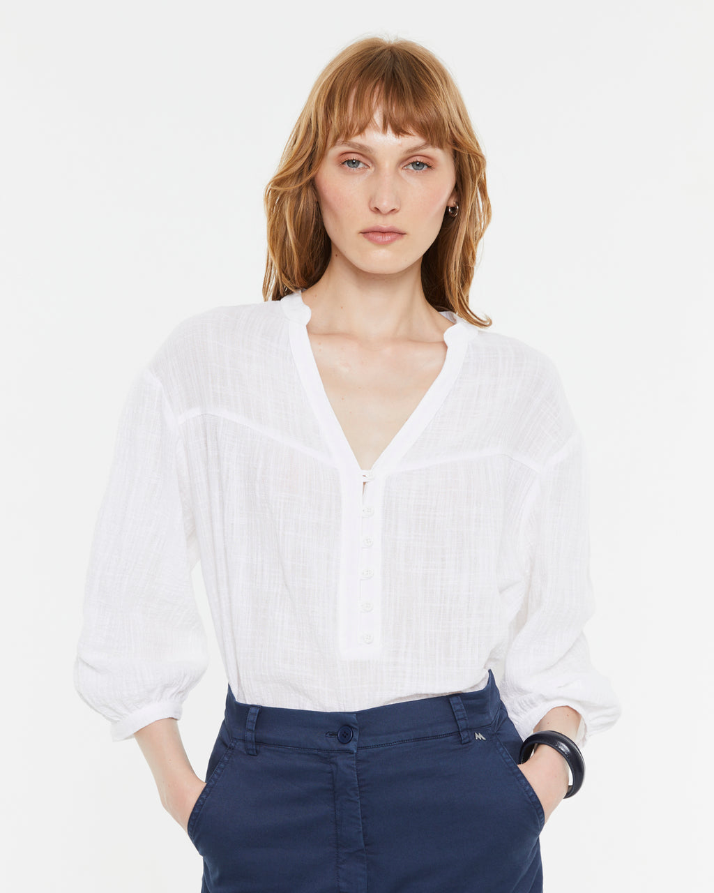 Blusa de mujer lisa manga francesa