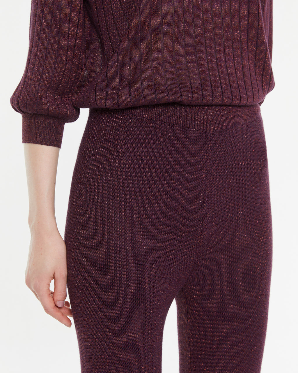 Gerade Hose aus Lurex-Strick mit elastischem Bund