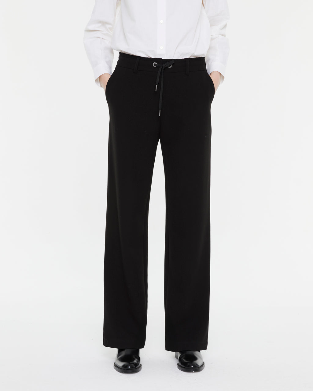 Pantalón ancho de mujer tiro alto cintura elástica