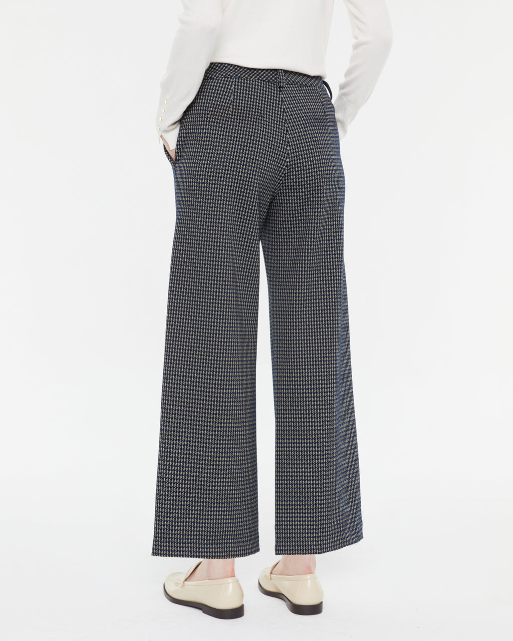 Pantalón ancho de mujer tobillero punto estampado