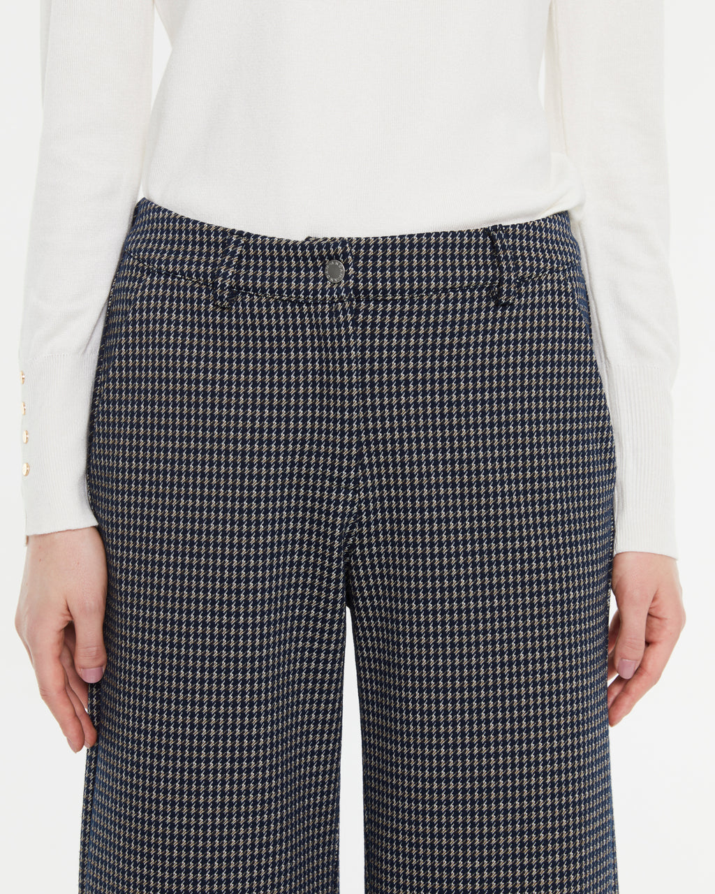 Pantalón ancho de mujer tobillero punto estampado