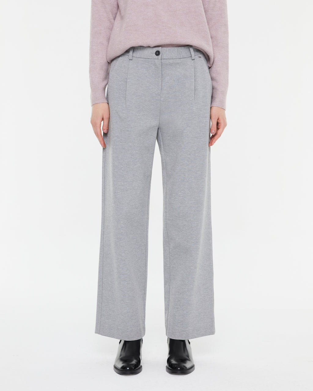 Pantalón ancho de mujer de punto con pinzas
