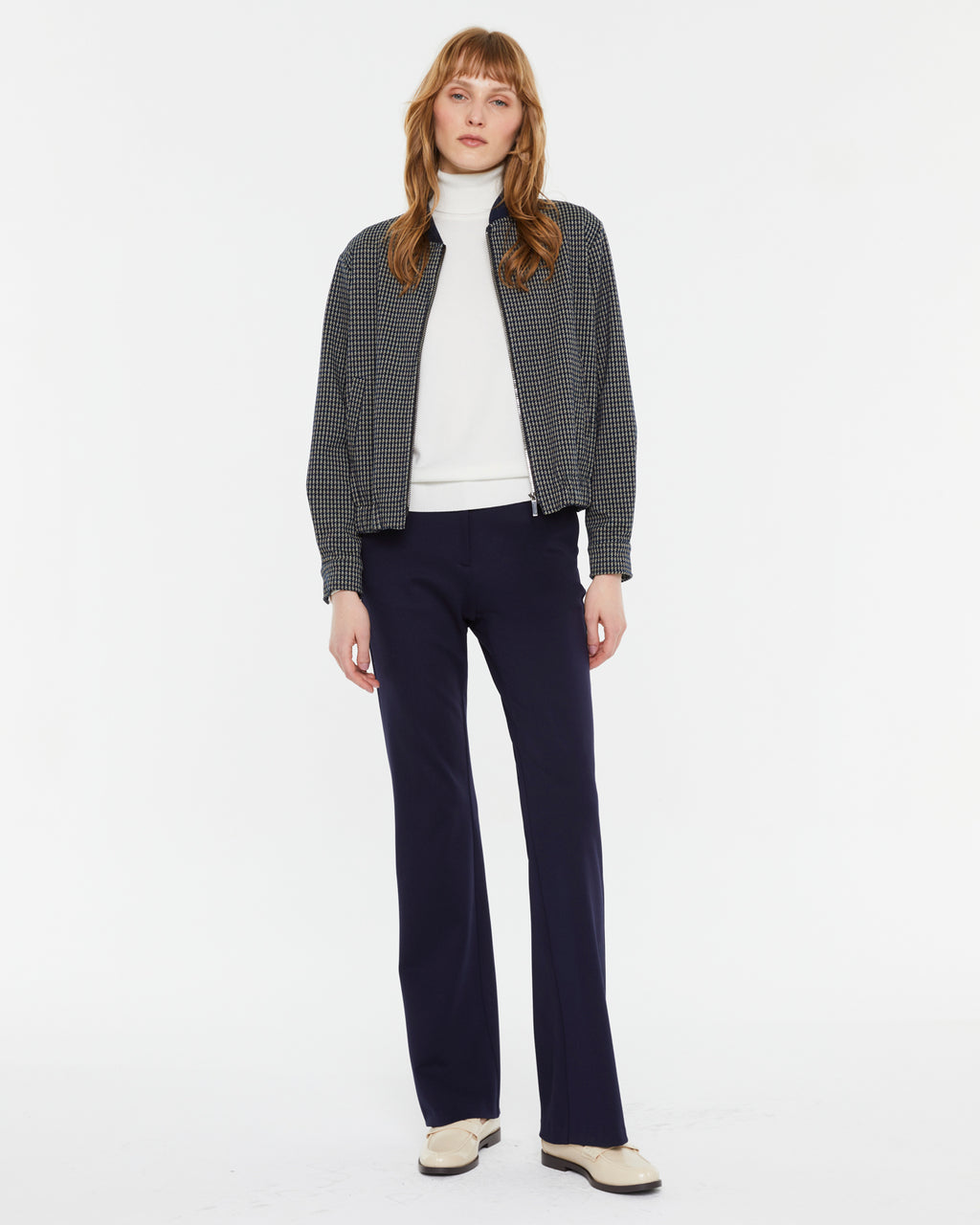 Schlaghose aus glattem Strick mit hoher Taille für Damen
