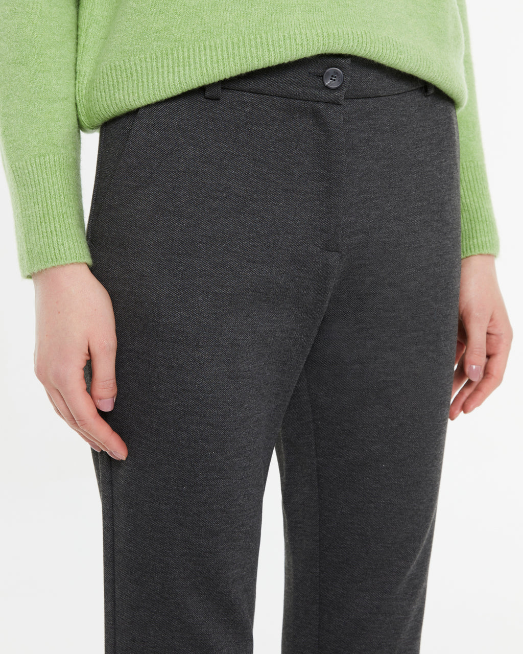 Pantalón campana de mujer en punto liso de tiro alto