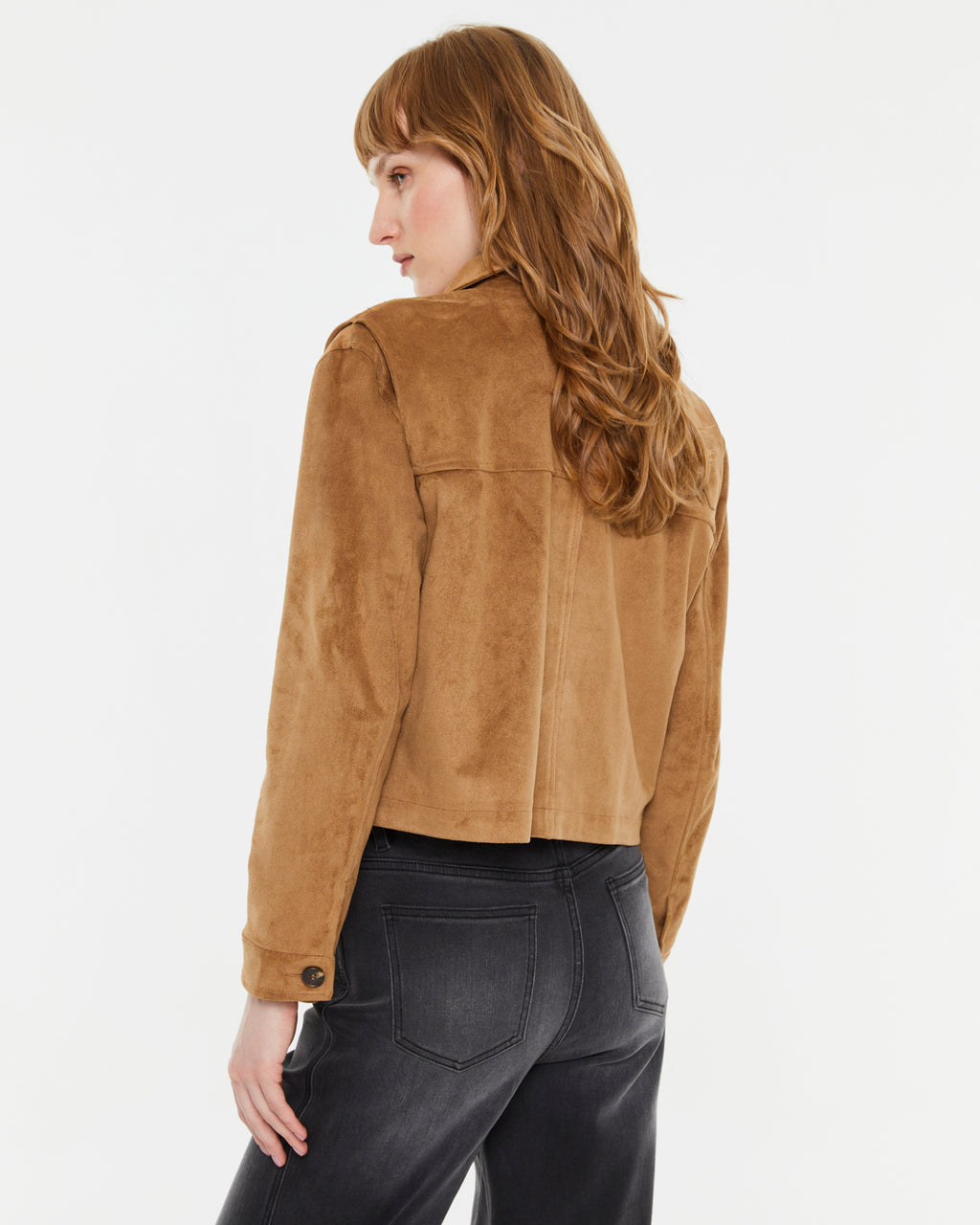 Chaqueta de mujer corta de ante ecológico forrada