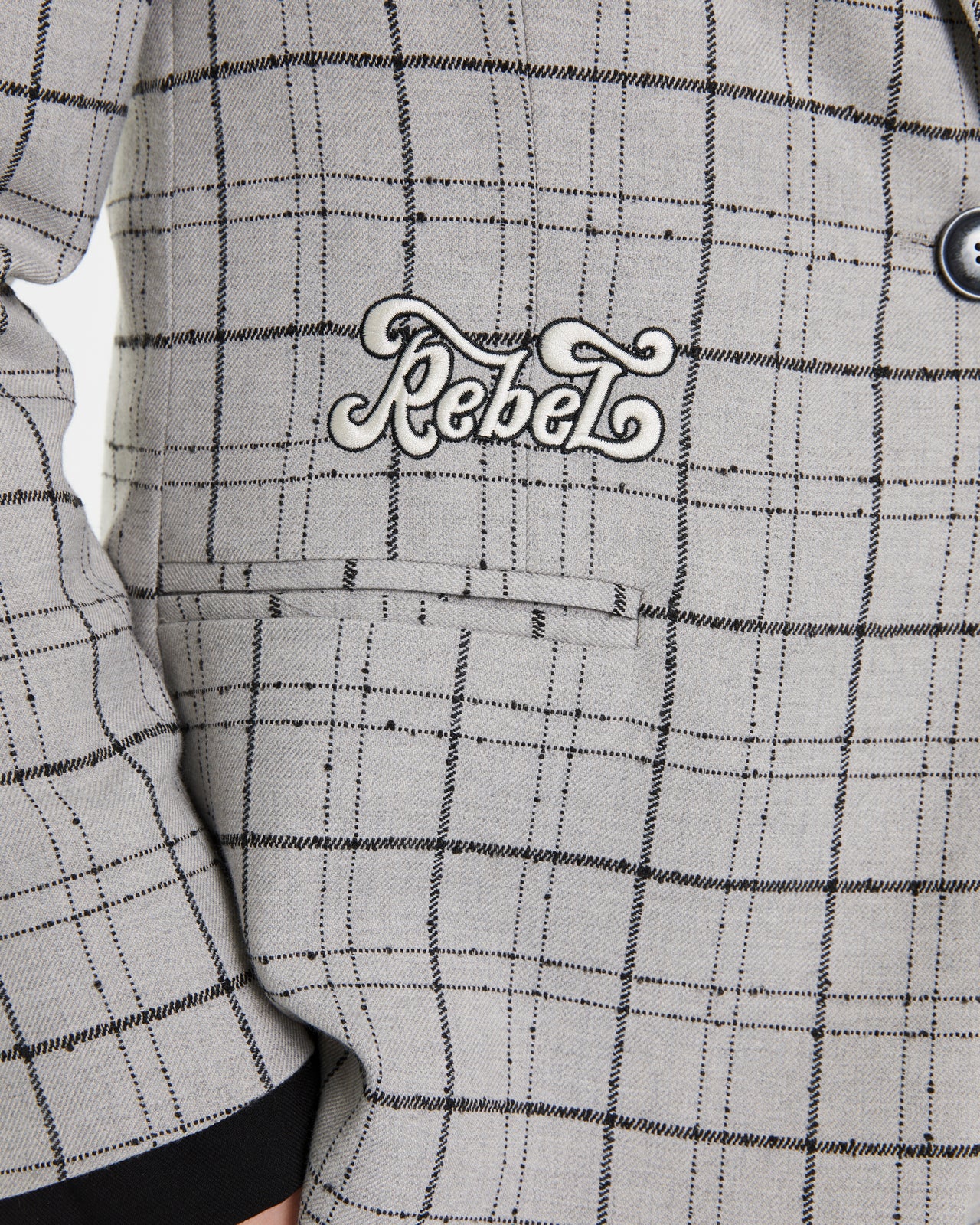 Blazer de mujer cuadros con bordados decorativos