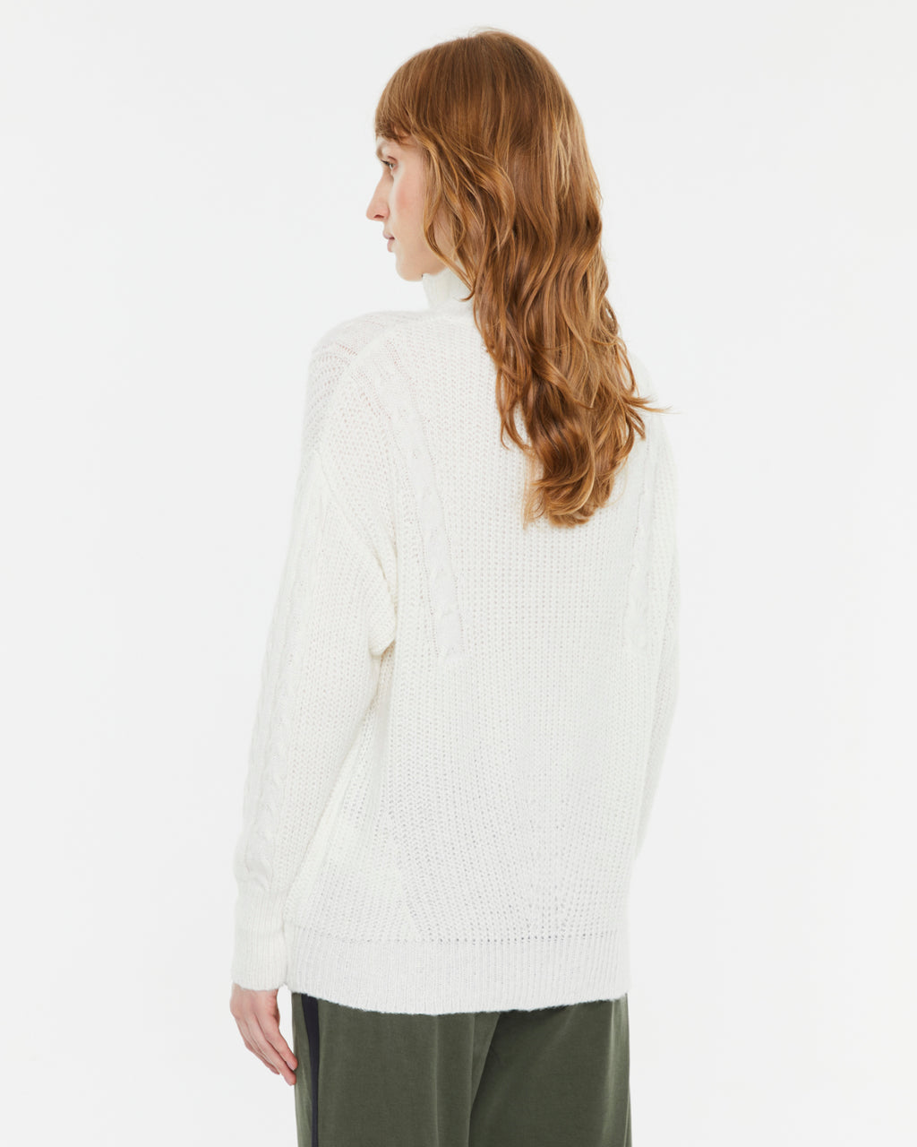 Jersey de mujer de  punto trenzado con cremallera