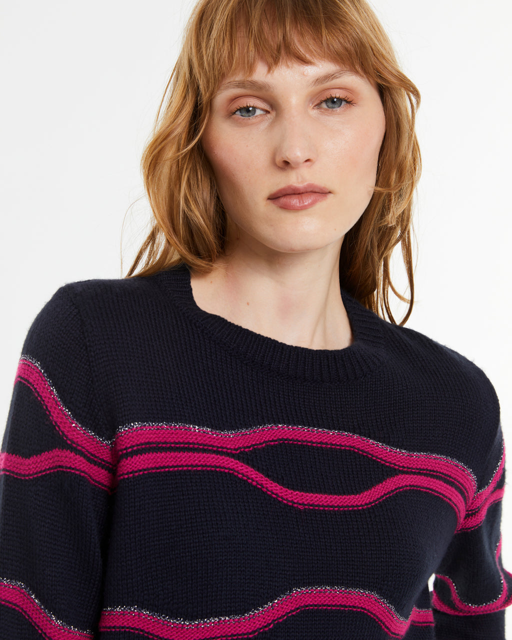 Jersey de mujer cuello redondo cenefas