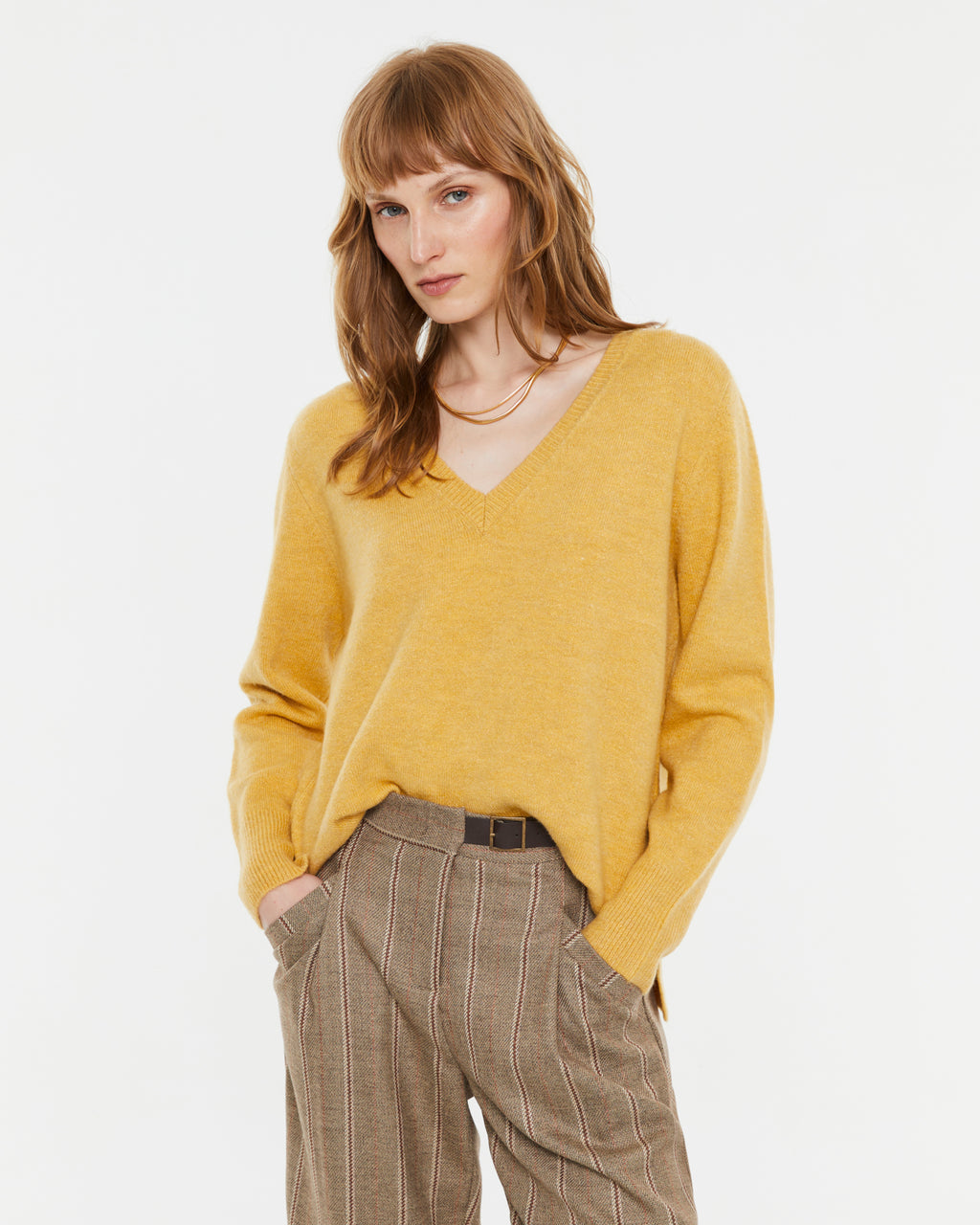 Jersey de mujer básico cuello pico