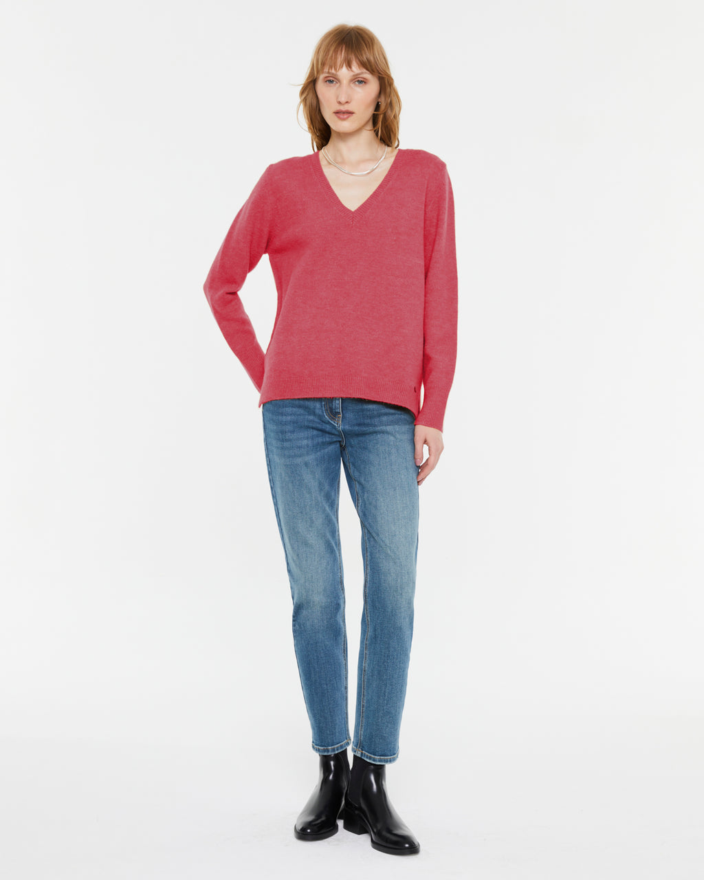 Jersey de mujer básico cuello pico