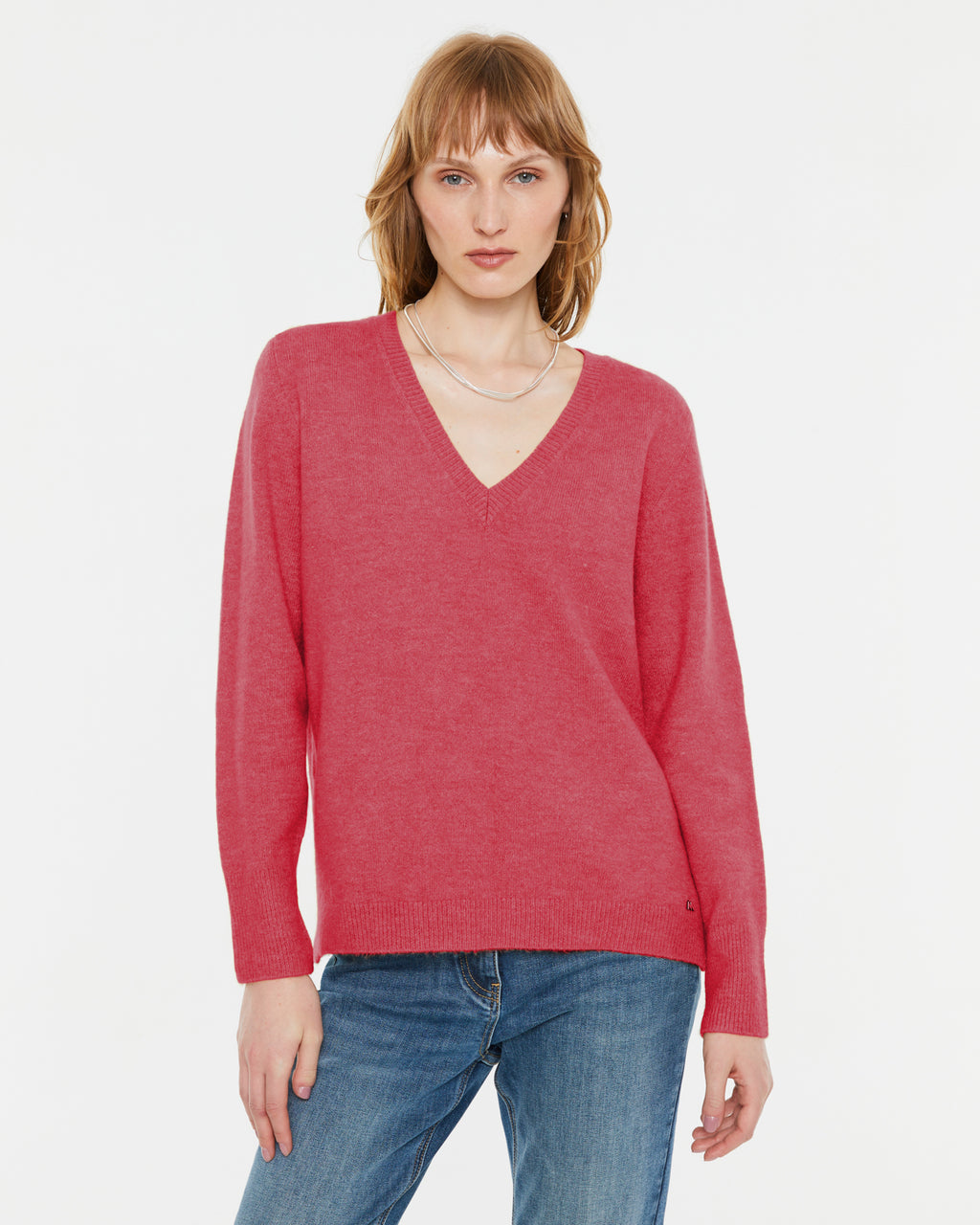 Jersey de mujer básico cuello pico